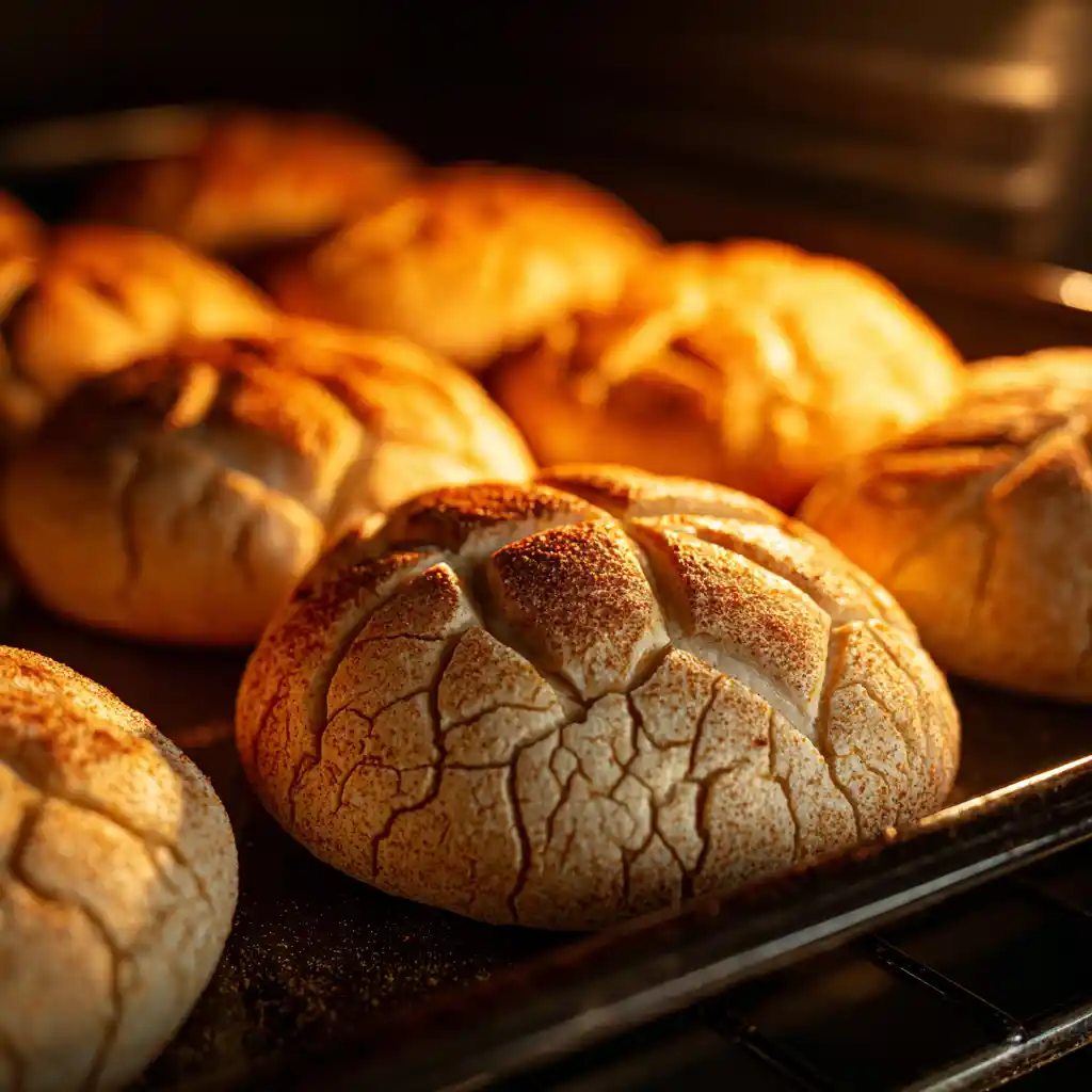 Concha Gluten Free Recipe That Actually Works (No Crumbling!) 13 Baked conchas cooling on tray