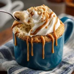 Chocolate Peanut Butter Mug Cake – 5-Minute Easy Treat You’ll Love 9 finished chocolate peanut butter mug cake topped with cream
