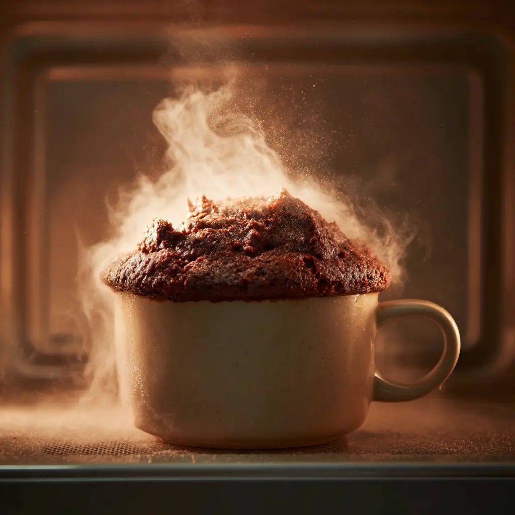 Chocolate Peanut Butter Mug Cake – 5-Minute Easy Treat You’ll Love 11 chocolate peanut butter mug cake cooking in microwave