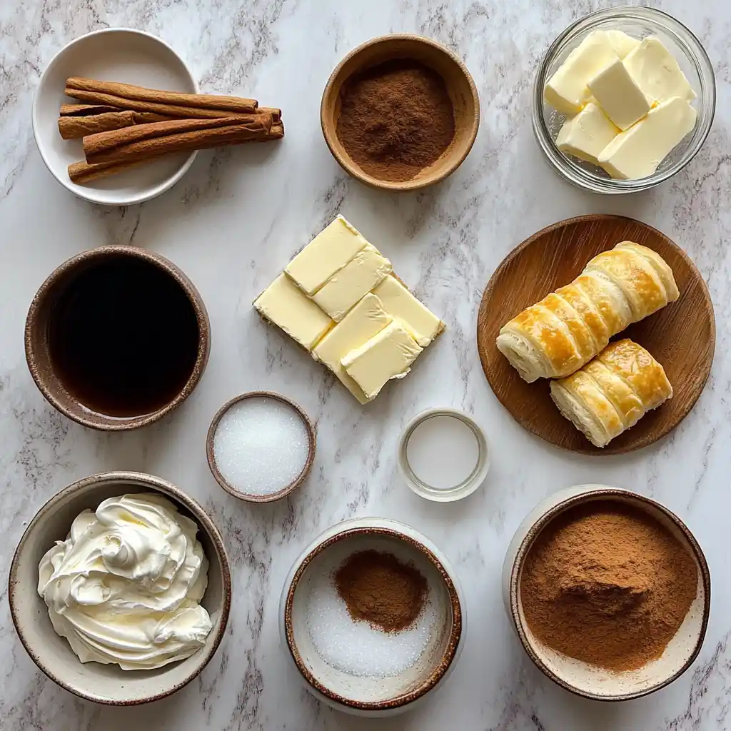 Churro Cheesecake Bars Recipe You’ll Love at First Bite 8 Churro cheesecake ingredients laid out on counter