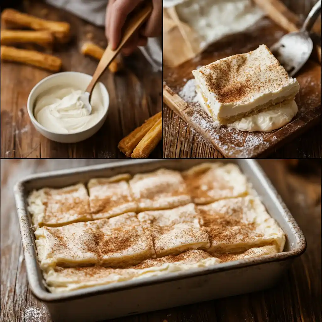 Churro Cheesecake Bars Recipe You’ll Love at First Bite 9 Churro cheesecake bar steps – layering and topping
