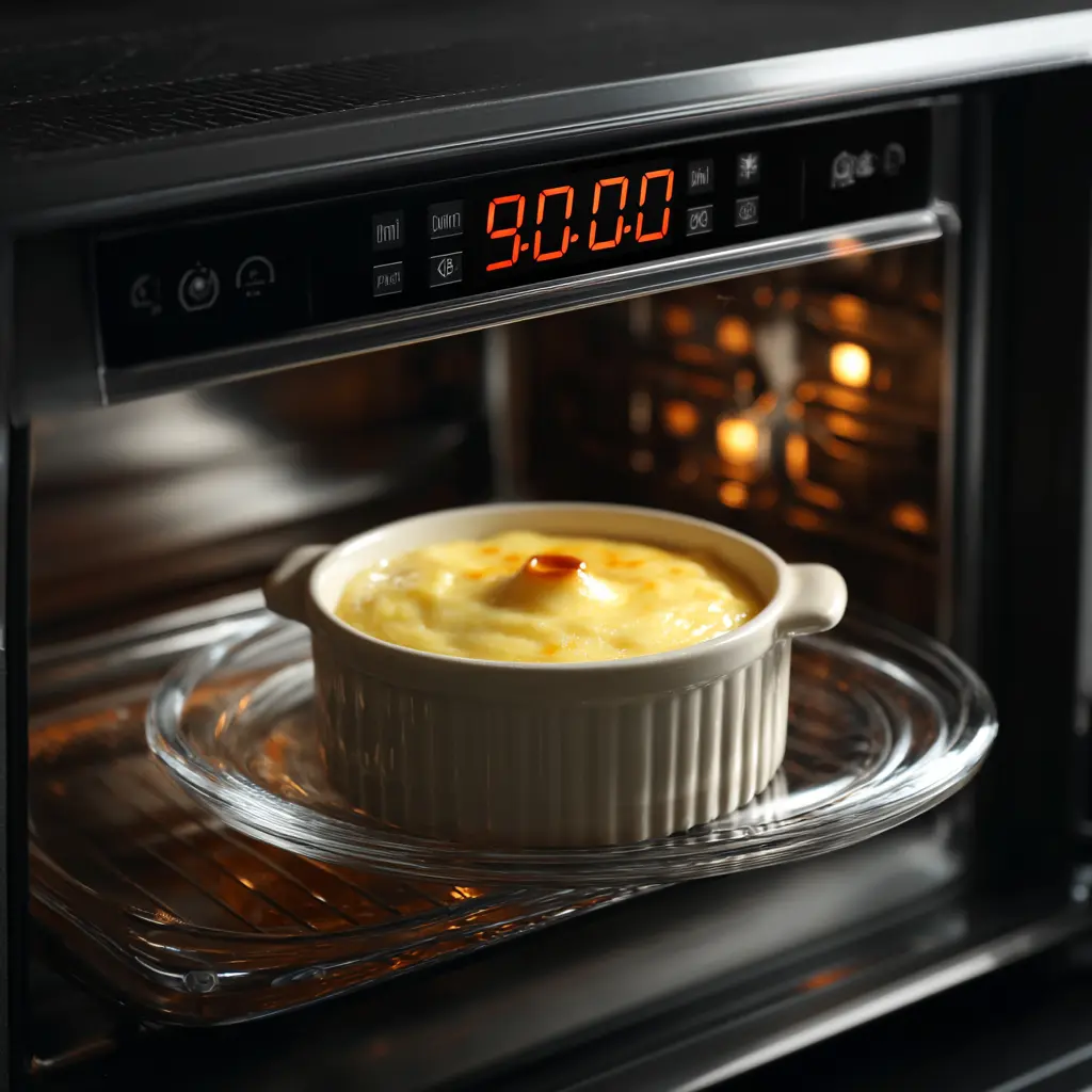 Microwave Flan Pudding – Quick & Delicious 10-Min Dessert Recipe 11 flan pudding cooking in the microwave