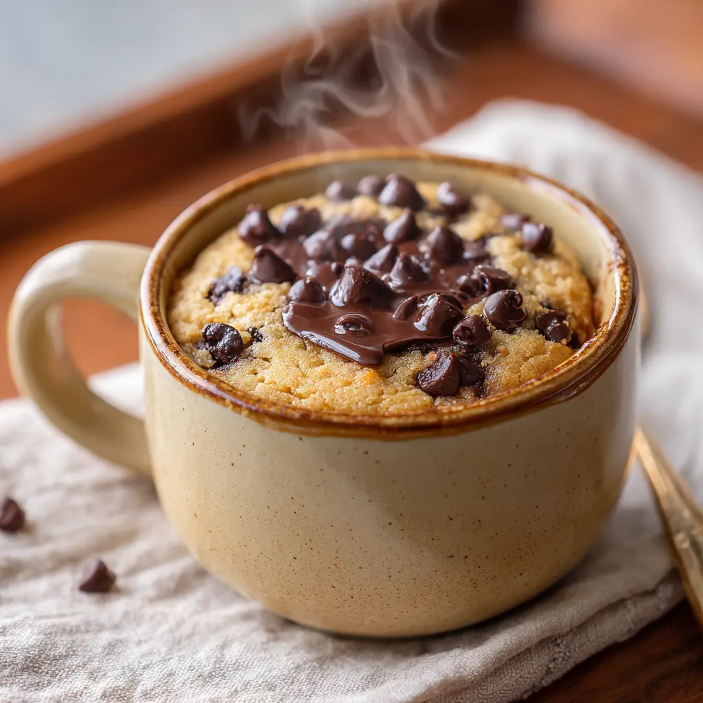 Mug Cake Chocolate Chip Cookie Recipe - Quick & Delicious Treat in 60 Sec! 6 Mug cake chocolate chip cookie in ceramic mug