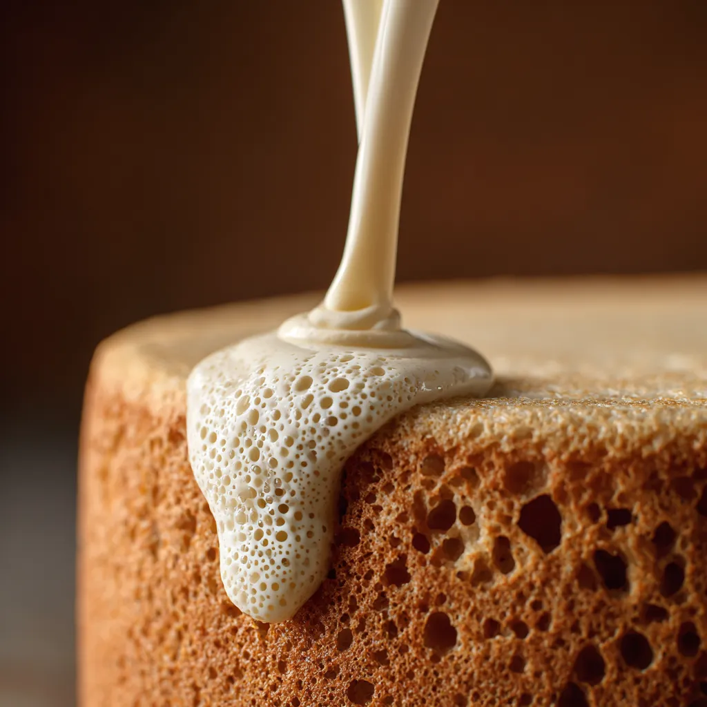 Vegan Tres Leches Cake – Amazing 3-Milk Recipe That Delights 9 Pouring coconut milk soak into vegan sponge cake