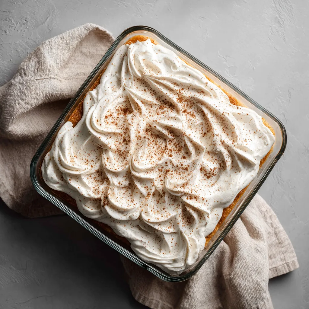 Vegan Tres Leches Cake – Amazing 3-Milk Recipe That Delights 10 Vegan tres leches cake in a glass baking dish with whipped topping