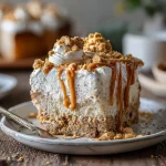 Biscoff Cake Tres Leches – 1 Easy Recipe for a Remarkably Moist Dessert 8 biscoff cake tres leches slice on rustic table