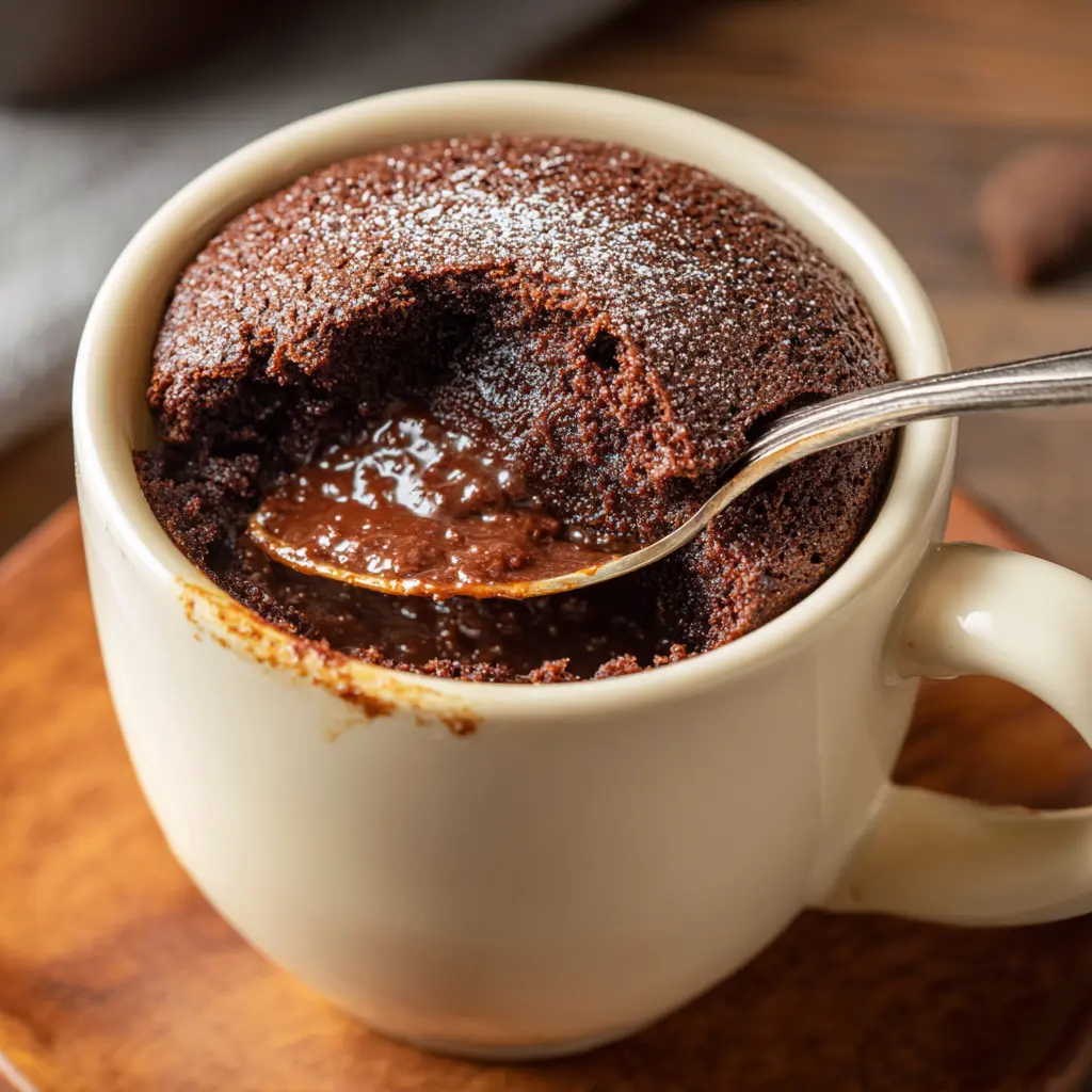Easy Chocolate Mug Cake Protein Recipe That’s Moist & Ready in 5 Mins 11 Freshly cooked chocolate mug cake protein with gooey center