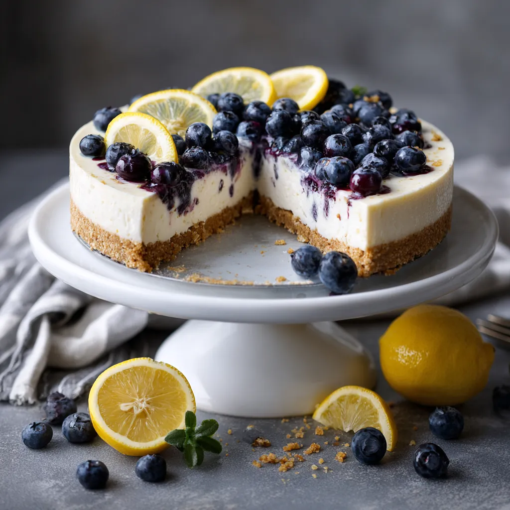 No Bake Blueberry Lemon Cheesecake – 1 Easy Stunning Recipe 14 Full blueberry lemon cheesecake no bake style