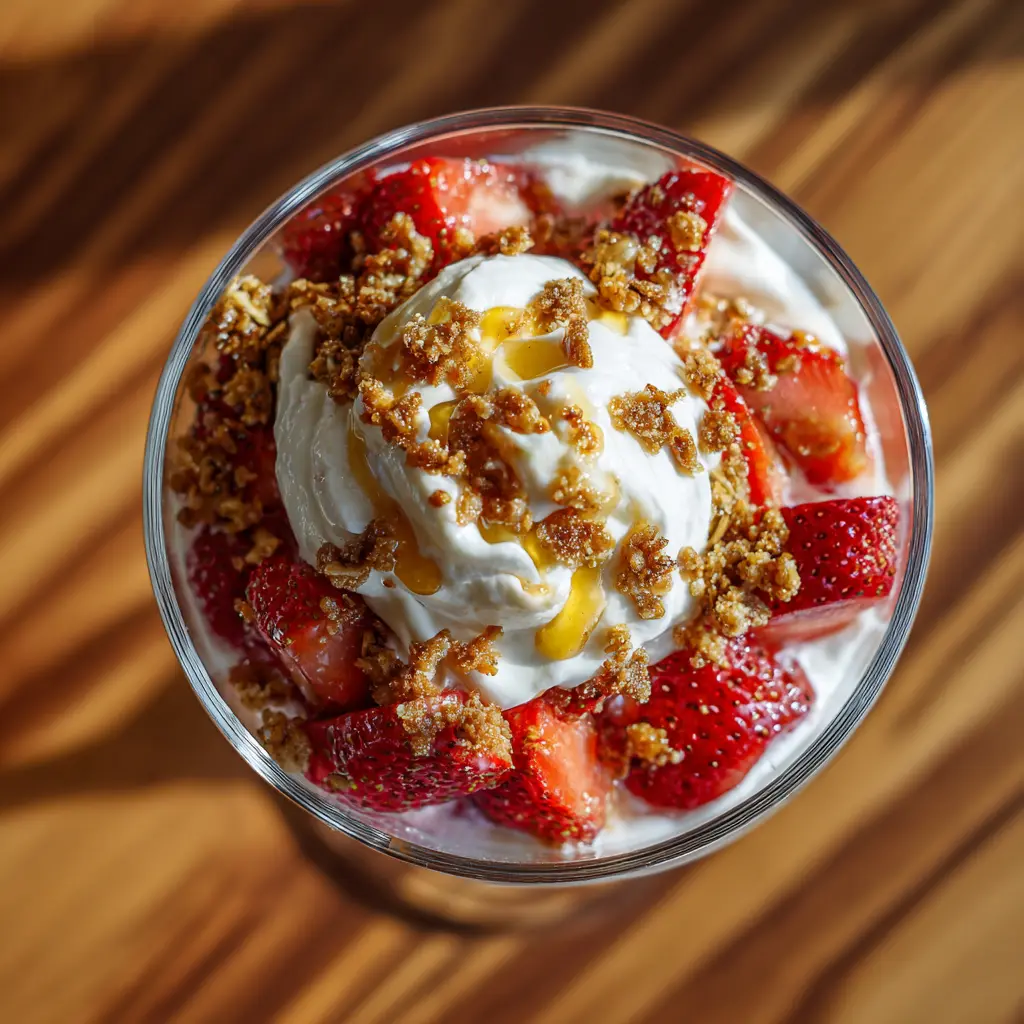 High Protein Fresas con Crema – 1 Easy, Delicious Upgrade 7 High protein fresas con crema in glass dessert bowl