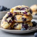 Lemon Blueberry Cheesecake Cookies – Irresistible 5-Star Treat 8 Inside view of lemon blueberry cheesecake cookie showing filling