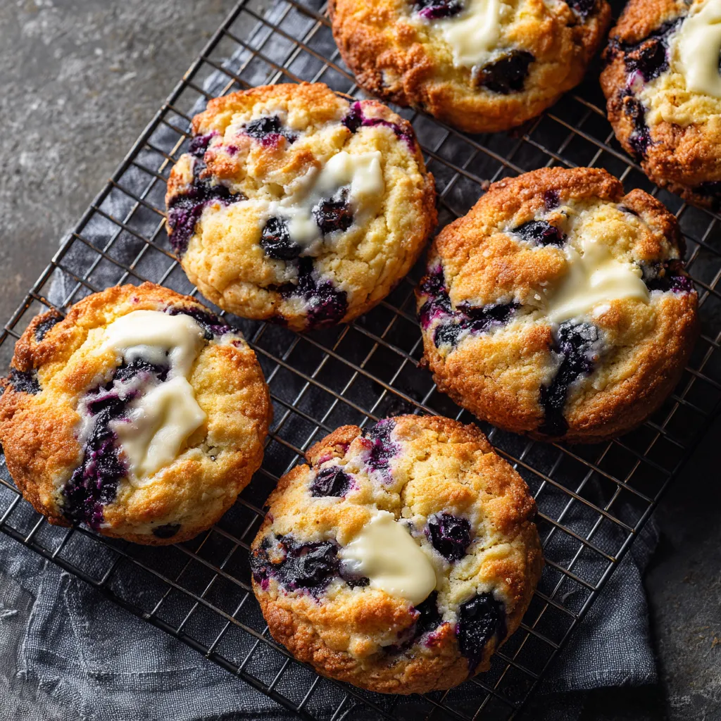 Lemon Blueberry Cheesecake Cookies – Irresistible 5-Star Treat 7 Lemon blueberry cheesecake cookies on cooling rack