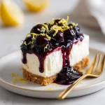 No Bake Blueberry Lemon Cheesecake – 1 Easy Stunning Recipe 9 Slice of blueberry lemon no bake cheesecake