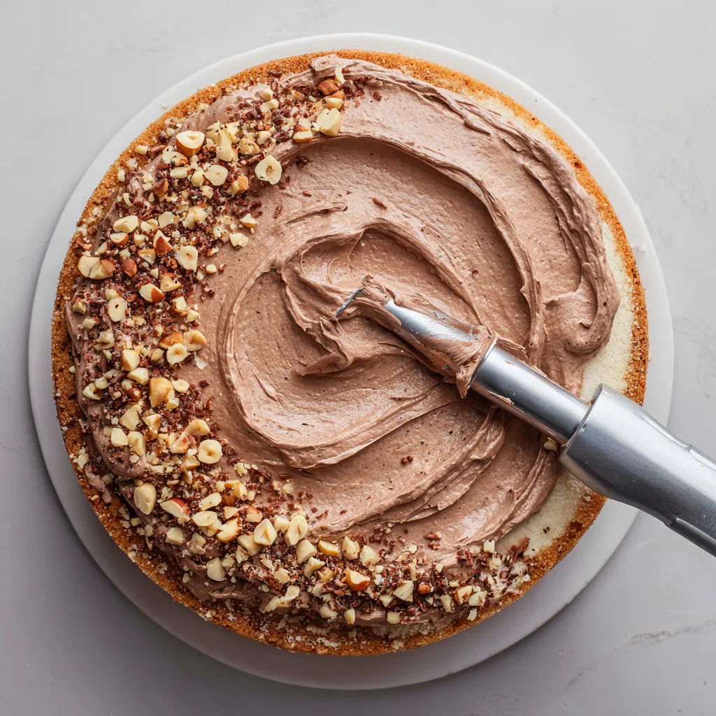Tres Leches Ferrero Rocher Cake – Rich & Easy Recipe 14 Spreading chocolate hazelnut filling