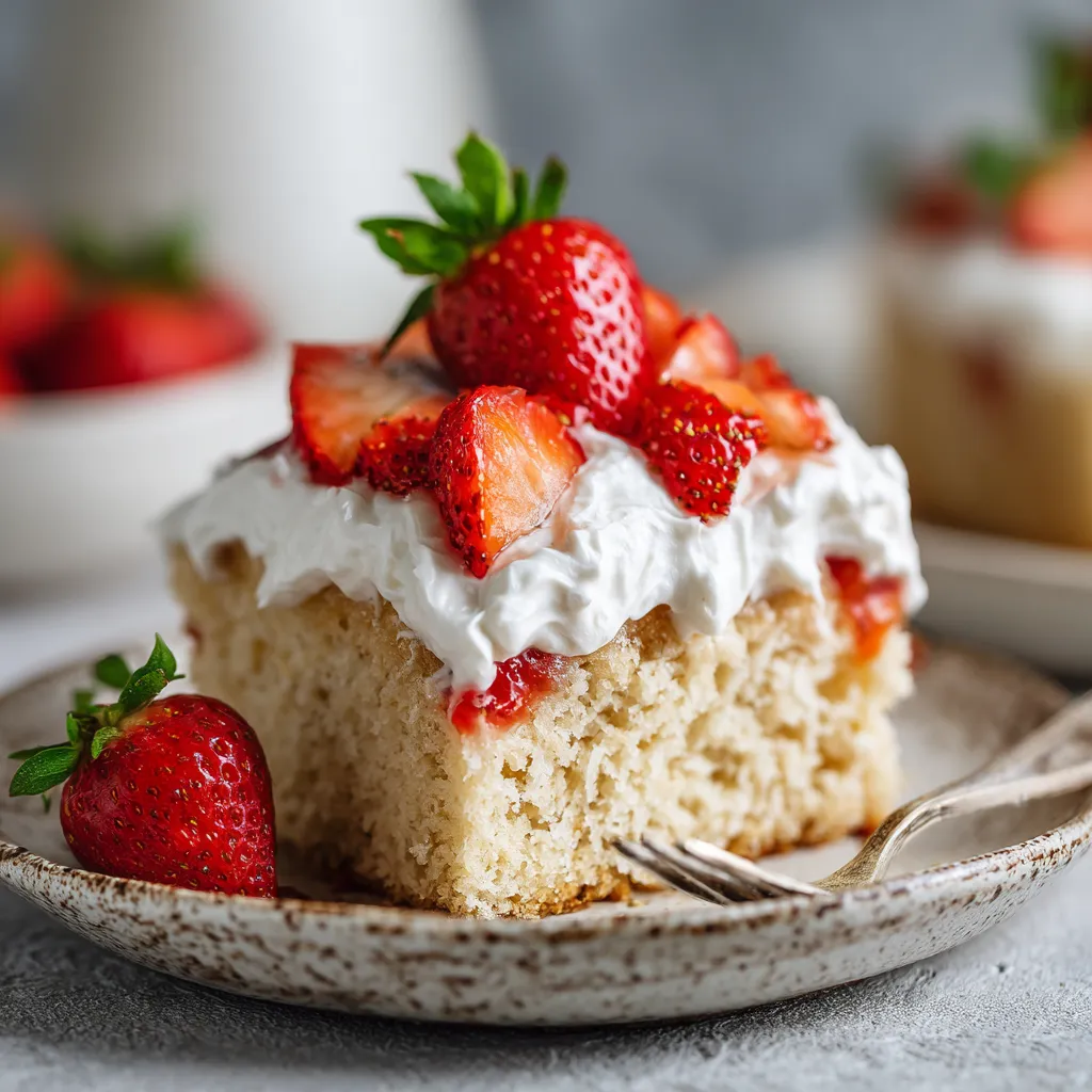 Vegan Strawberry Tres Leches Cake – 1 Easy, Moist Recipe You’ll Love 11 Slice of vegan strawberry tres leches cake ready to serve