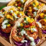 Shrimp Tacos with Mango Salsa Creamy Cilantro Sauce