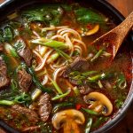 Spicy Ginger Beef Mushroom Noodle Soup