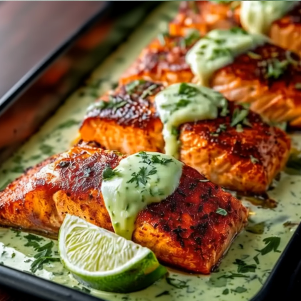 Baked Cajun Salmon with Creamy Avocado Lime Sauce 1 Baked Cajun Salmon with Creamy Avocado Lime Sauce