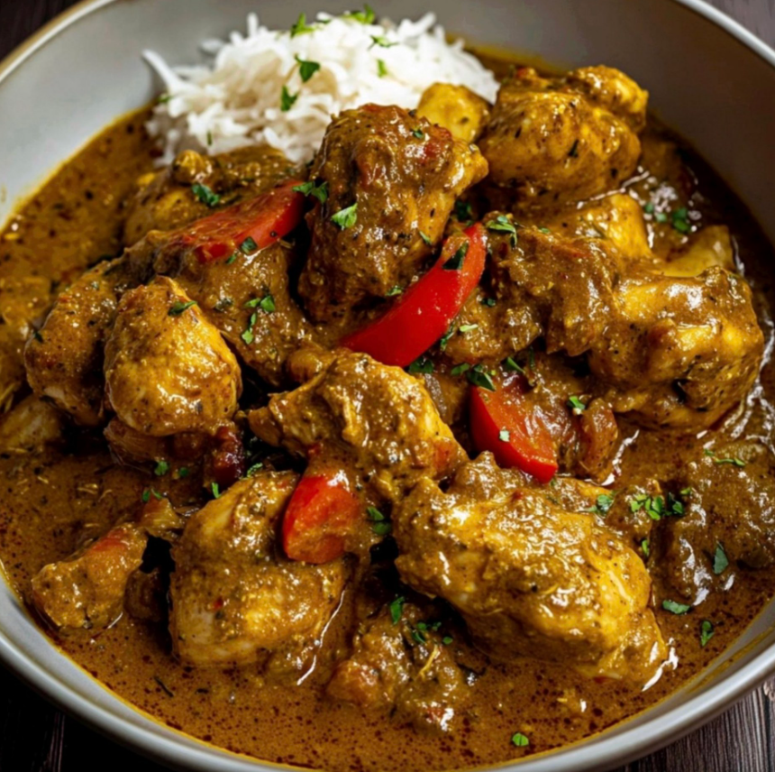 Tender, Fragrant Chicken Simmered in a Creamy Caribbean Curry Sauce 1 Chicken Simmered in a Creamy Caribbean Curry Sauce