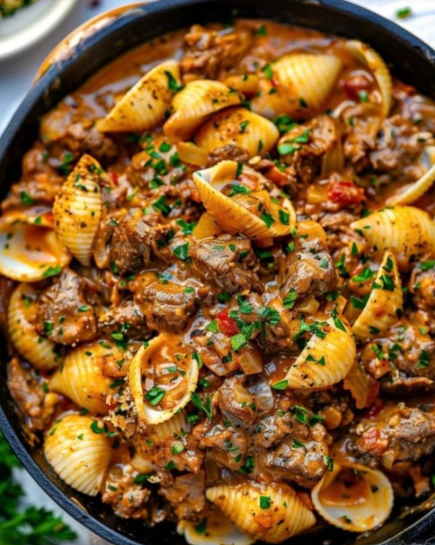 Easy Creamy Beef and Shells 1 Easy Creamy Beef and Shells