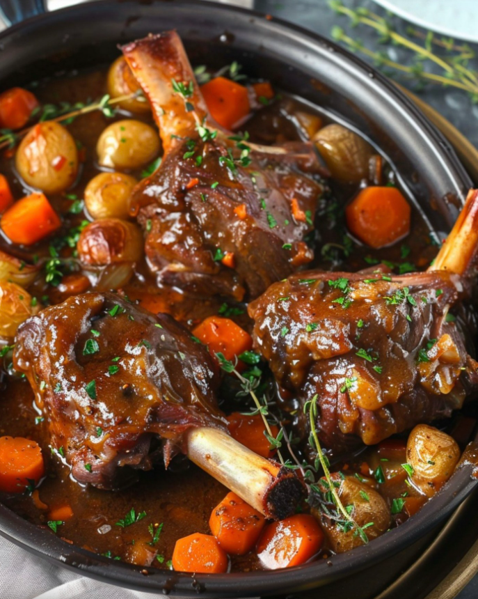 Fall Off the Bone Lamb Shanks in Herb Gravy