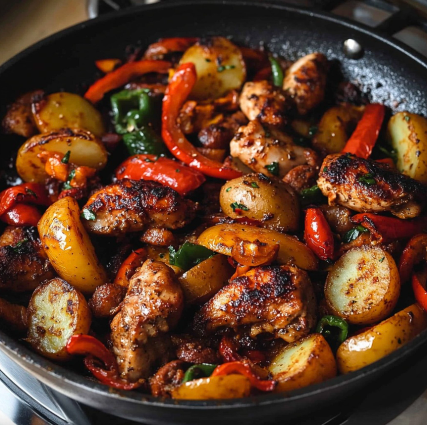 One Pan Chicken Sausage Peppers Potatoes