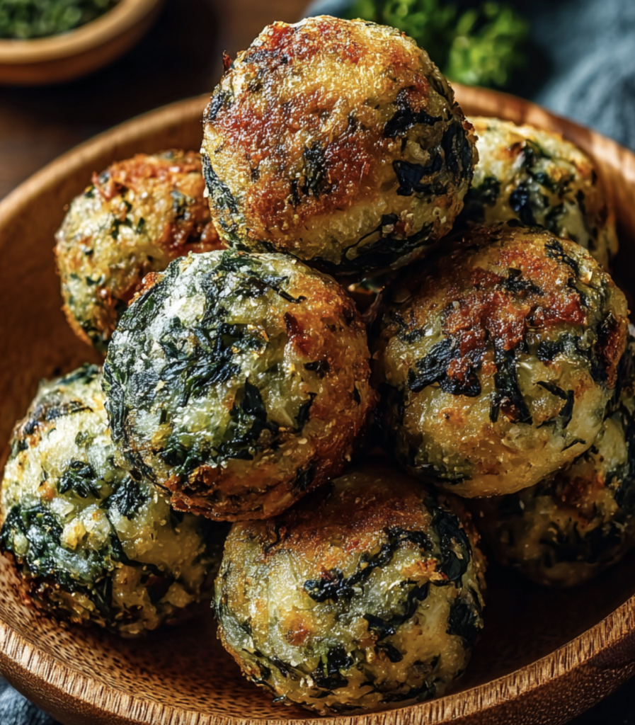 Easy Spinach Balls Baked Golden Brown