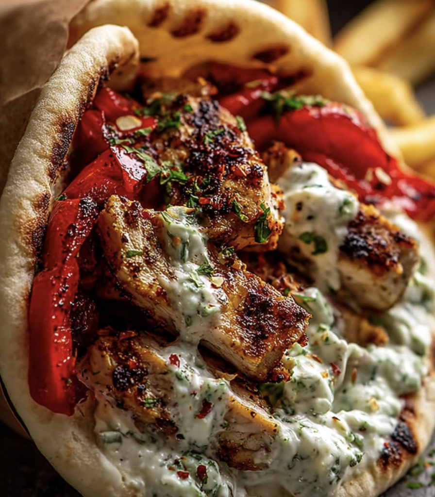 Lemon-Garlic Chicken Pitas with Feta Tzatziki & Roasted Bell Peppers 1 Lemon Garlic Chicken Pitas with Feta Tzatziki Roasted Bell Peppers