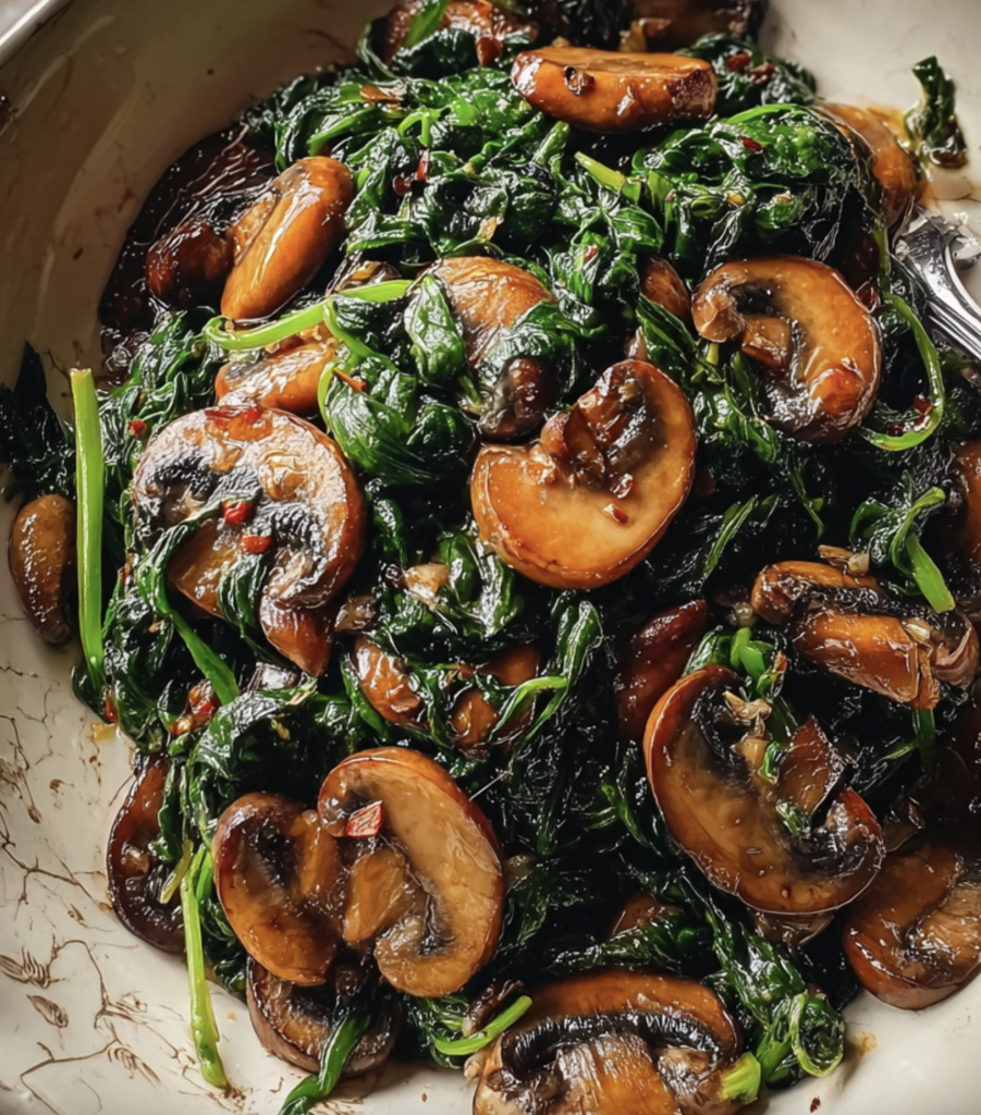 Sautéed Spinach and Mushrooms