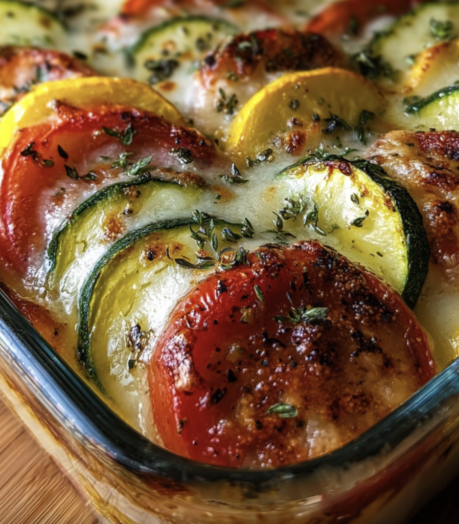 Tomato Potato Zucchini Summer Squash Casserole