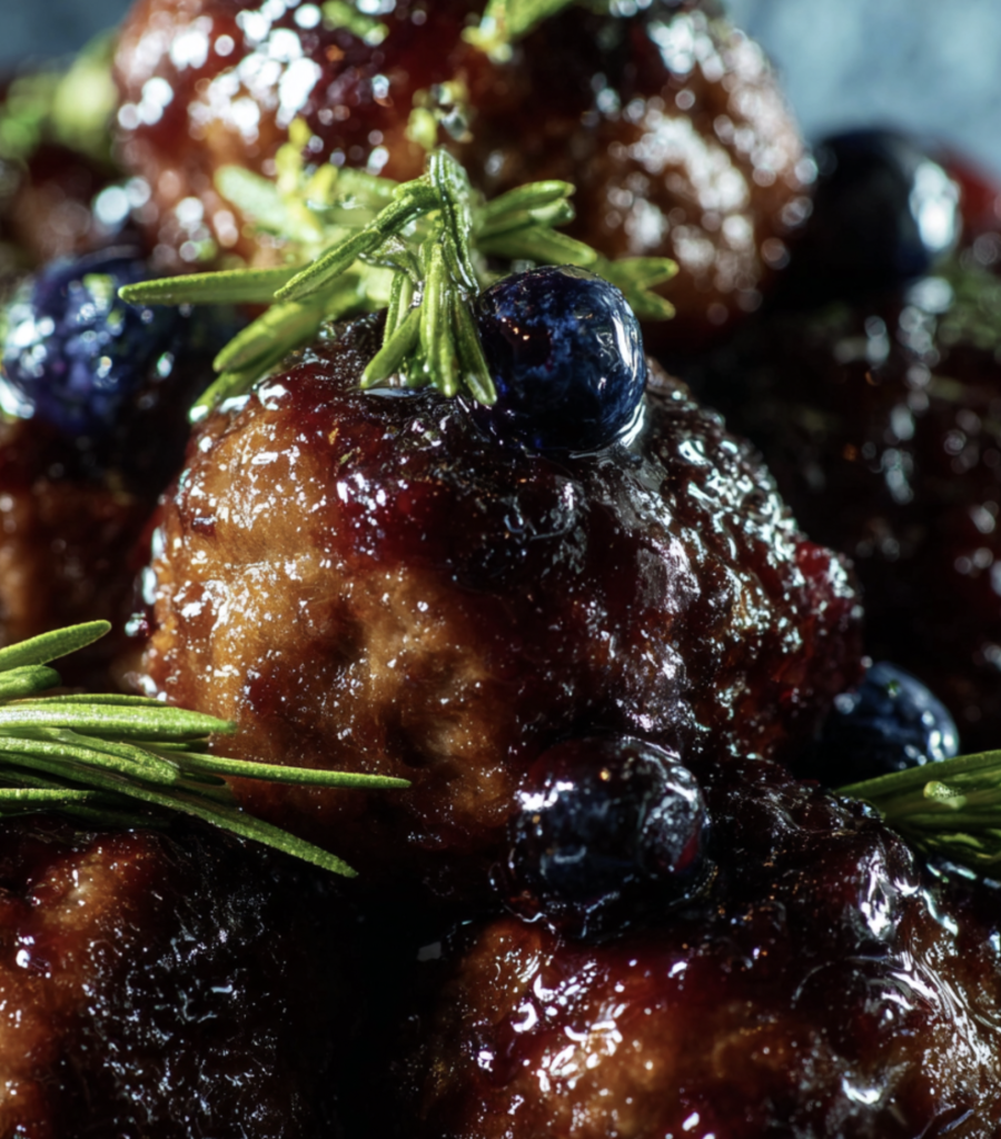 Blueberry Bourbon Festive Meatballs