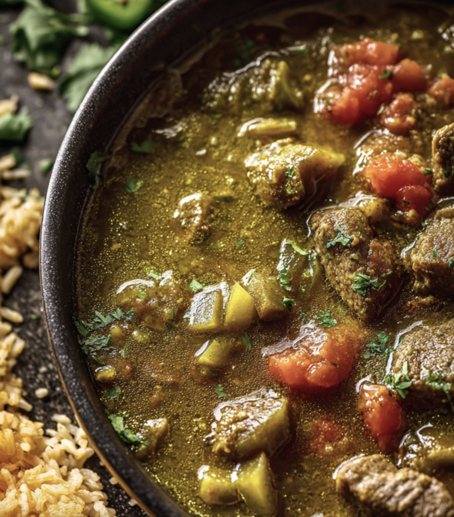 Grandmas Chili Verde with Spanish Rice