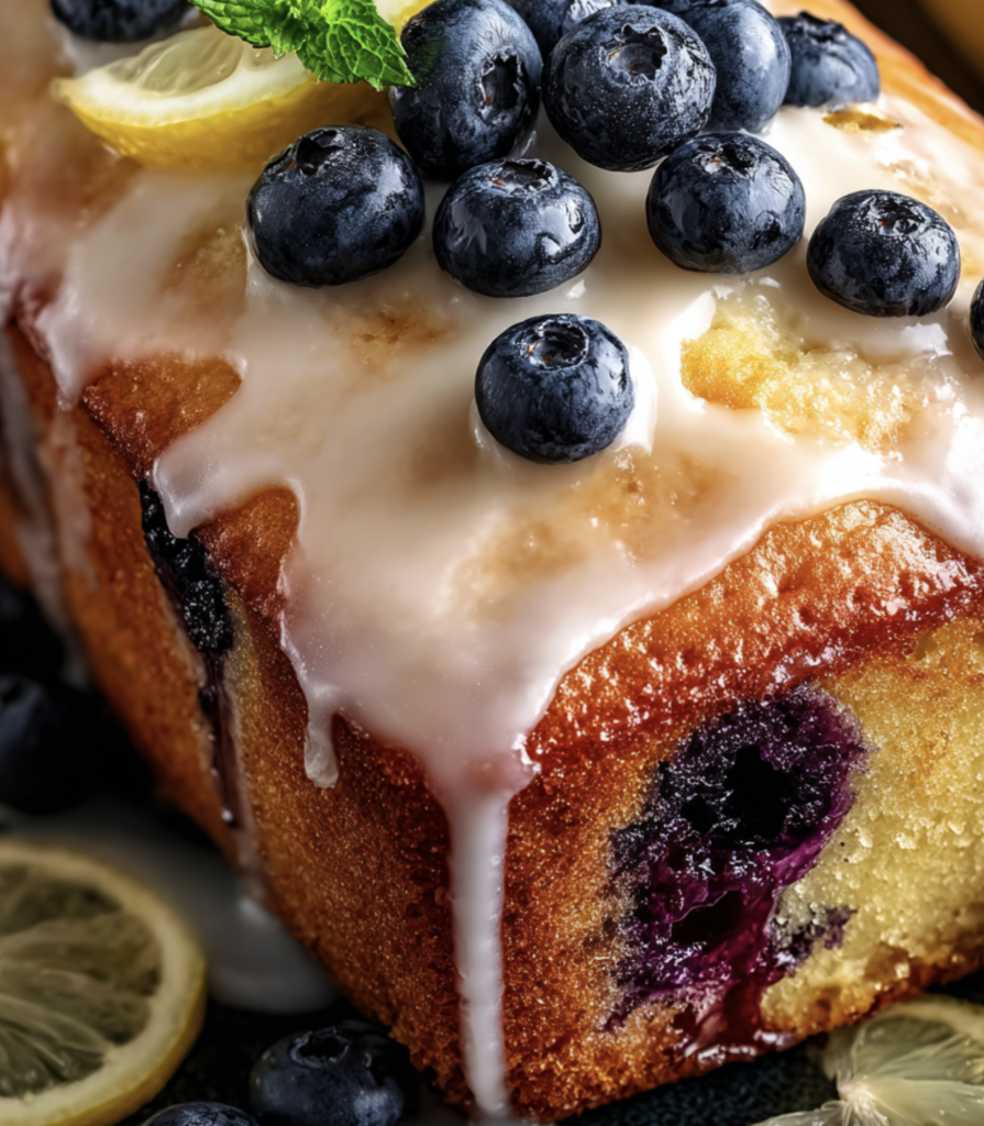 Lemon Blueberry Glazed Loaf Cake