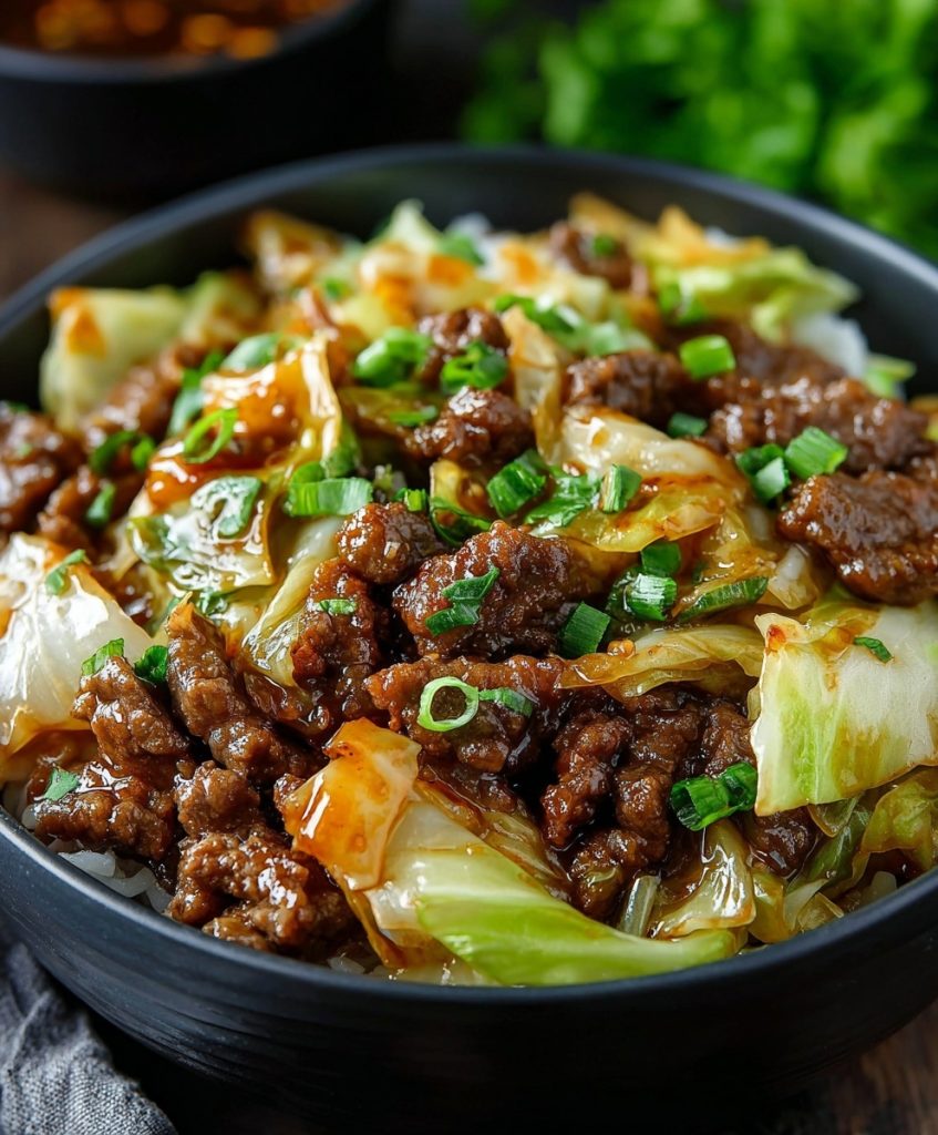 Savory Mongolian-Style Beef Bowl with Crispy Cabbage and Garlic-Ginger Glaze 1 Savory Mongolian Style Beef Bowl with Crispy Cabbage and Garlic Ginger Glaze