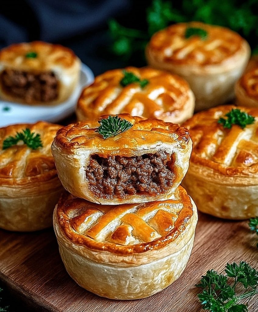 buttery irish mini beef pies with flaky pastry crust