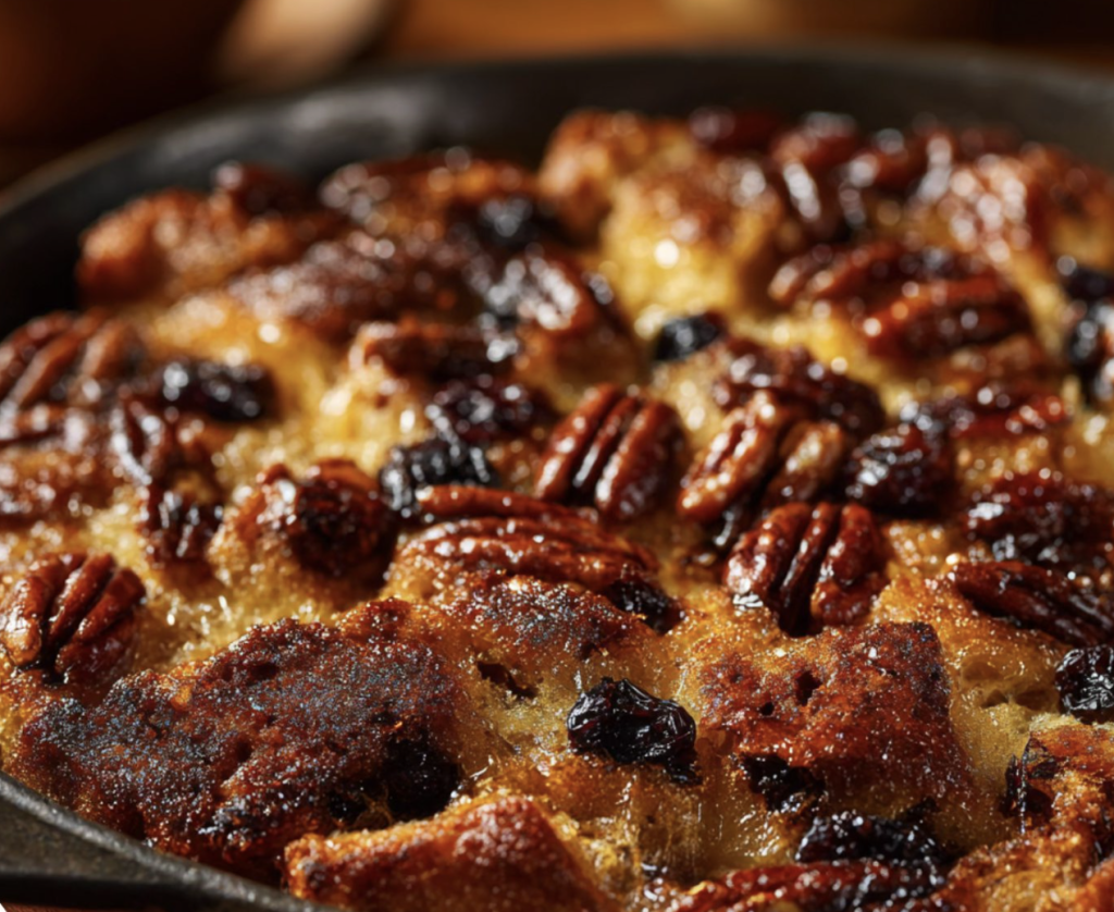 Capirotada Mexican Bread Pudding with Extra Pecans and Raisins