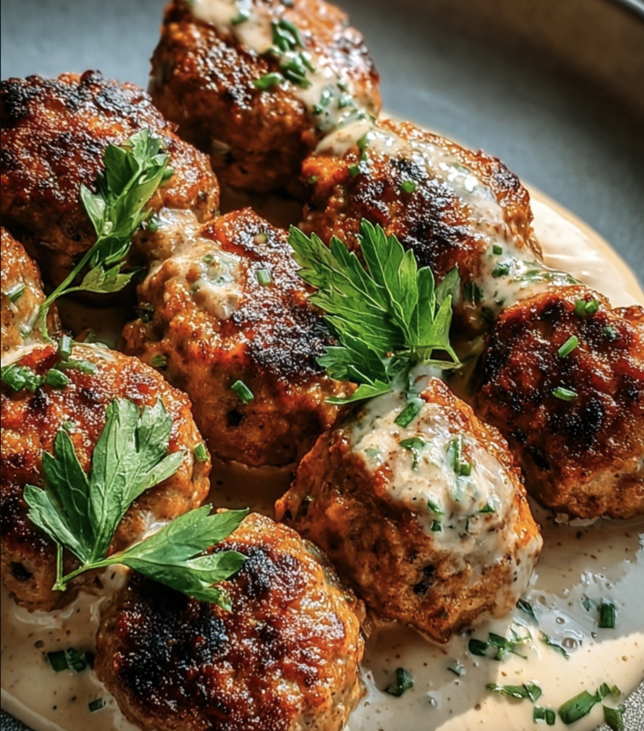 Greek Turkey Meatballs with Tzatziki
