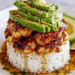 Honey Lime Chicken Avocado Rice Stack