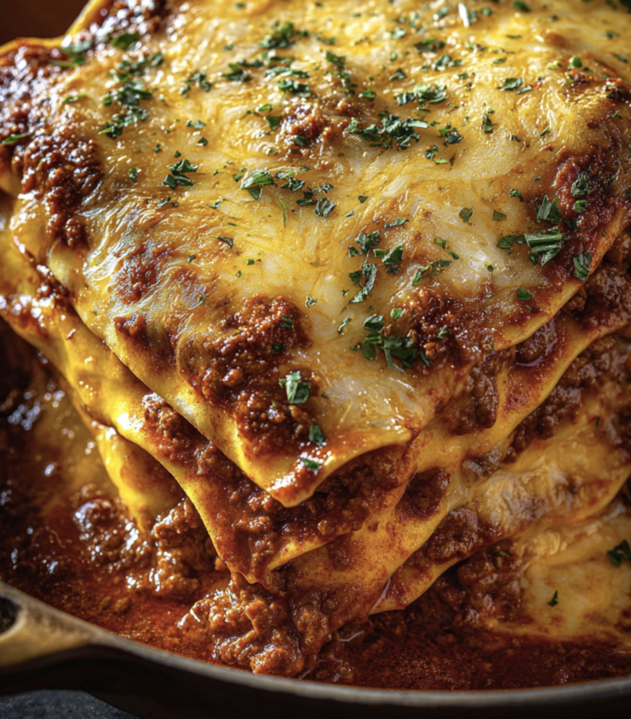 New Mexico Style Stacked Red Enchiladas