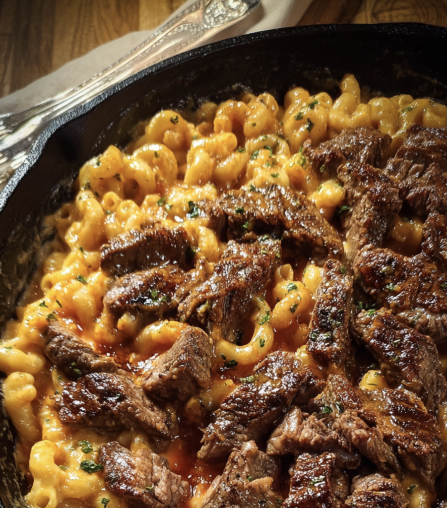 Spicy BBQ Steak Mac Cheese Skillet 1