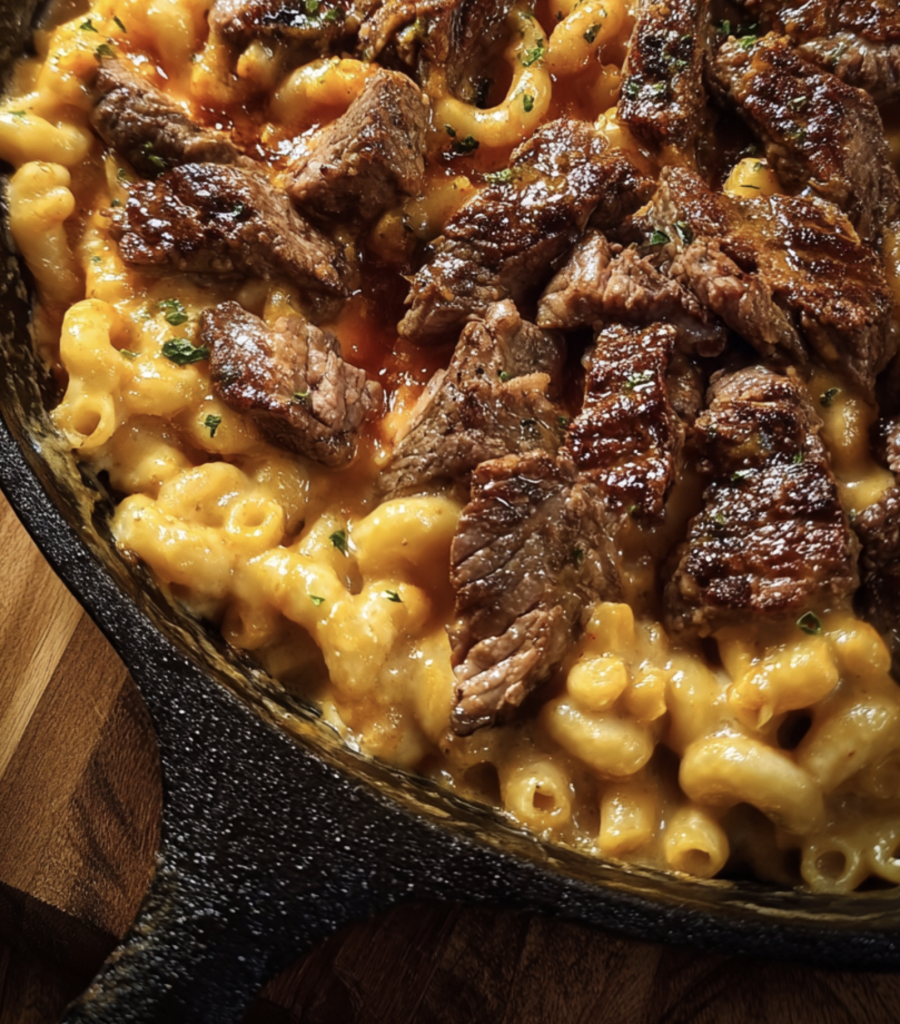 Spicy BBQ Steak Mac Cheese Skillet 2