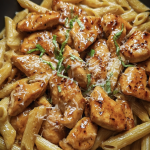 Sticky Garlic Honey Chicken Penne