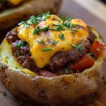 Stuffed Potatoes with Mushrooms and Melted Cheese