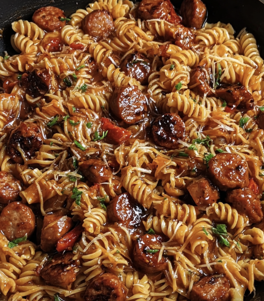 Sweet Chili BBQ Sausage Pasta Skillet 1