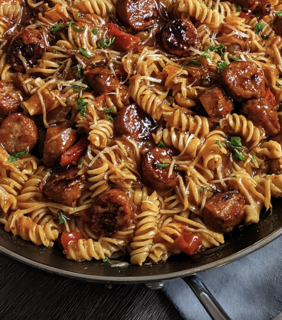 Sweet Chili BBQ Sausage Pasta Skillet 2