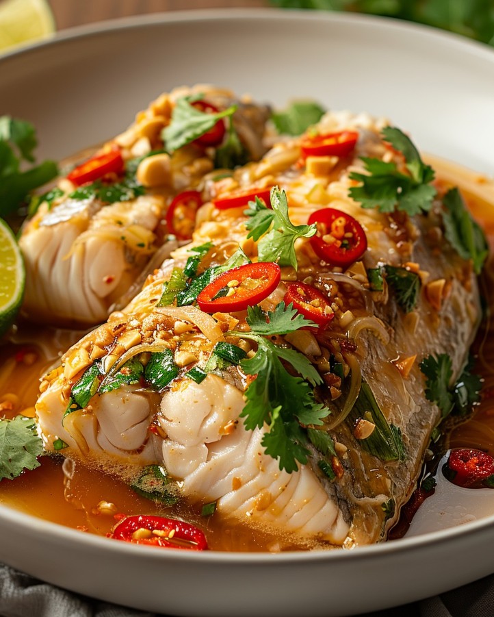 Thai Lime Garlic Steamed Fish