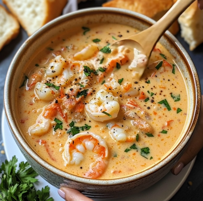 Creamy Seafood Bisque with Crab and Shrimp